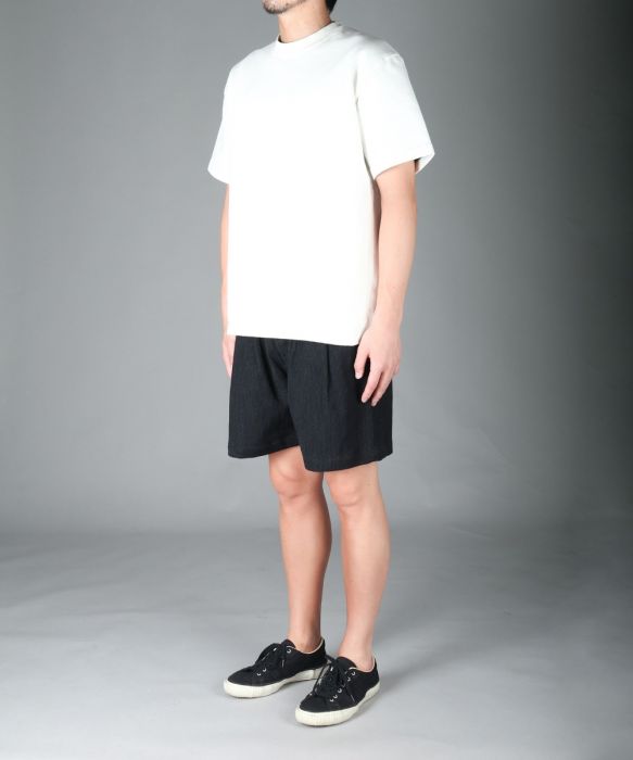 Sashiko Black Jaquard Tuck Shorts - 11oz Black Sashiko