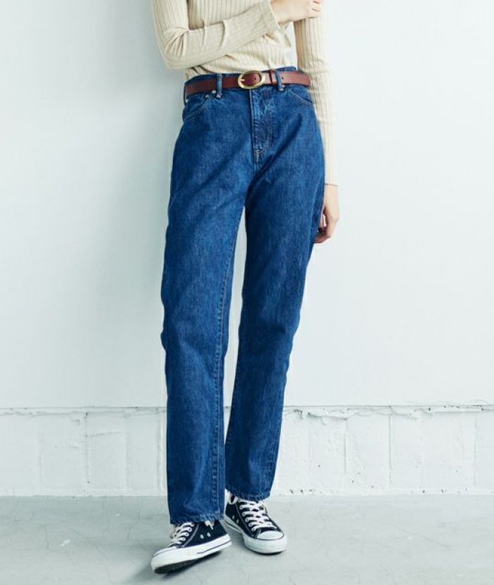 UP138302 【Jeanne】 Women's 12oz Selvedge High-rise Tapered Jeans (Washed)
