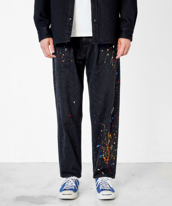 13oz Wide Tapered Jeans (Paint)
