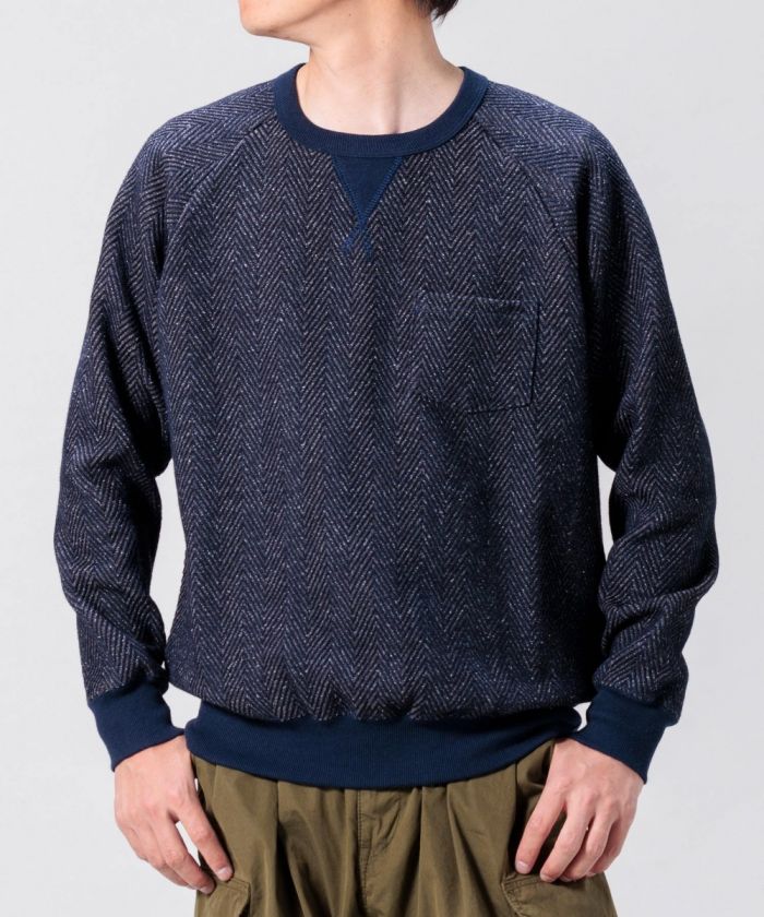 Herringbone Tweed Denim Sweatshirt