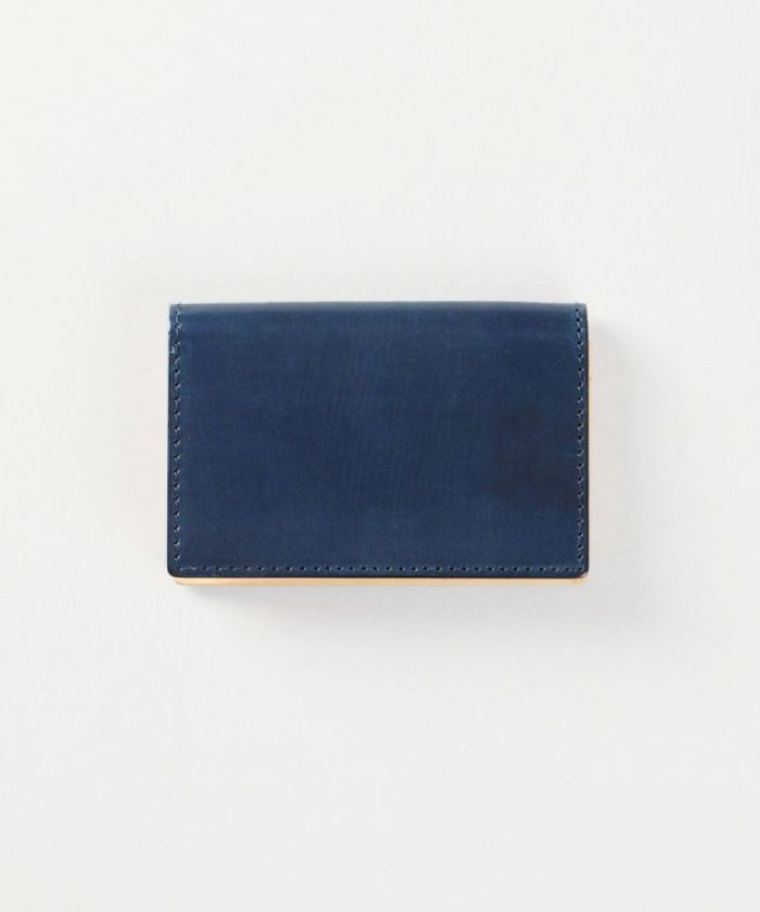 Natural indigo dyed leather card case