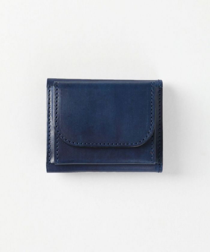 Natural indigo dyed leather folded wallet