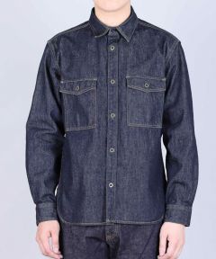 韓国発!【BLACKUP】a cut-out denim shirt 13oz Denim CPO Shirt