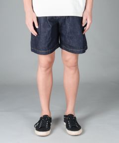 【2plan】Teddy raw one tuck Bermuda denim Loose baggy denim Bermuda shorts - pull&bear